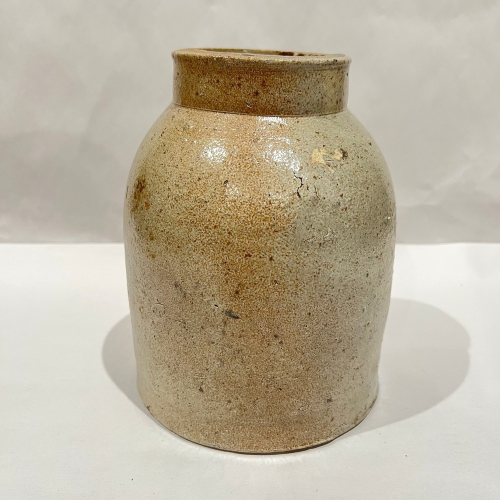 Antique 19th Century Salt Glaze Stoneware Ovoid Crock Unmarked American
